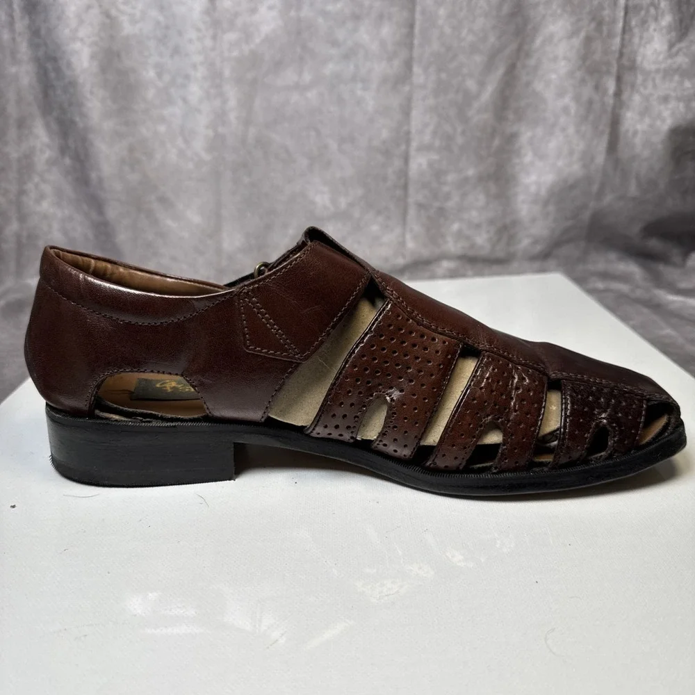 Stacy Adams Men's Brown‎ Leather Fisherman Sandals Made in India Size 9M  VGUC